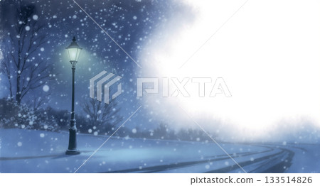 Snowing night frame illustration 133514826