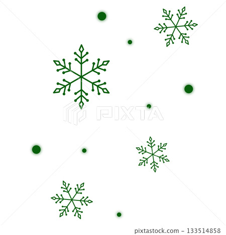 綠色飄雪和雪花的插圖 133514858