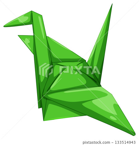 Green Origami Paper Crane Vector Illustration Green Origami Paper Crane Vector Illustration 133514943