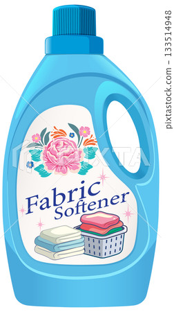 Blue Fabric Softener Bottle with Floral Label Illustration 133514948