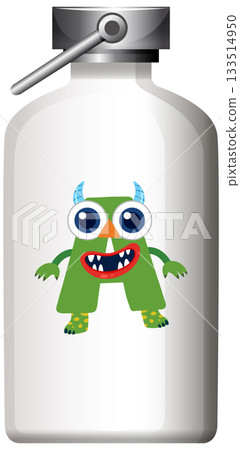 Metal Water Bottle with Cute Cartoon Monster Design Metal Water Bottle with Cute Cartoon Monster Design 133514950