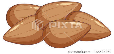 Cluster of Almond Nuts in Cartoon Vector Style 133514960
