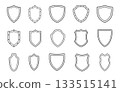 Shields outline set, Badge outline, Shields svg, Shields silhouette, Shields icon, Shields collection. 133515141