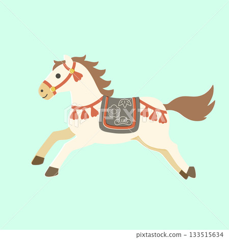 Simple zodiac horse illustration on mint green background Simple zodiac horse illustration on mint green background 133515634