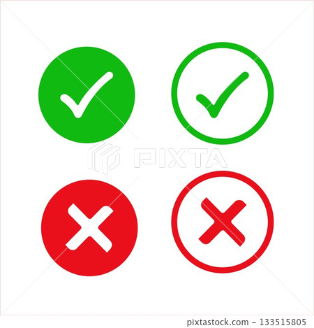 Check mark and cross symbol Check mark and cross symbol 133515805