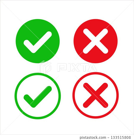 Check mark and cross symbol Check mark and cross symbol 133515808