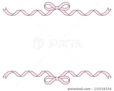 Vector illustration of a ribbon frame. Line art, ribbon, ornament, pink 133516158