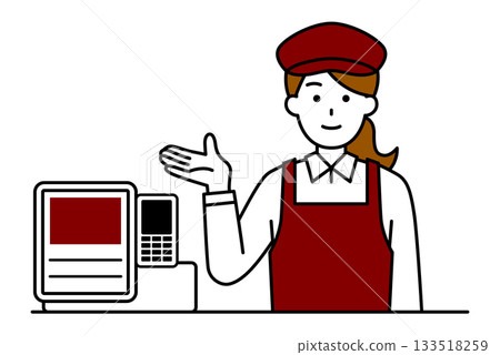 收銀台前的女咖啡店員 133518259