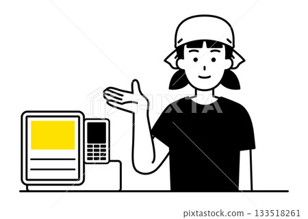 一位在居酒屋收銀台工作的女服務員 133518261