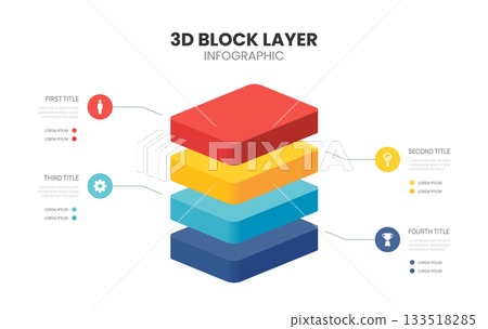 3d block layers business infographic template with 4 steps template. 3d block layers business infographic template with 4 steps template. 133518285