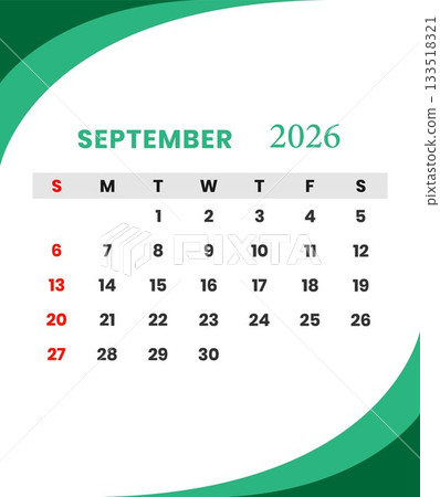 Modern September 2026 Monthly Calendar Modern September 2026 Monthly Calendar 133518321