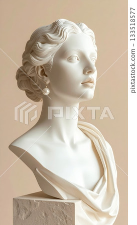 Pearl Earrings on White Greek Female Statue Pearl Earrings on White Greek Female Statue 133518577
