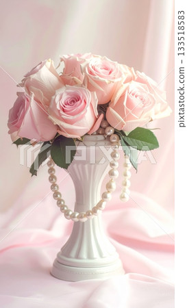 Vintage Rose Wrapped Pearl Necklace 133518583