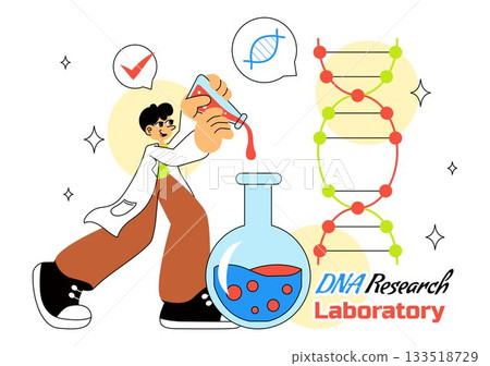 DNA Research Laboratory Illustration Featuring Blood Test and Nanotech Lab With Scientific and Medical Elements In a Future Technology Background DNA Research Laboratory Illustration Featuring Blood Test and Nanotech Lab With Scientific and Medical Elements In a Future Technology Background 133518729
