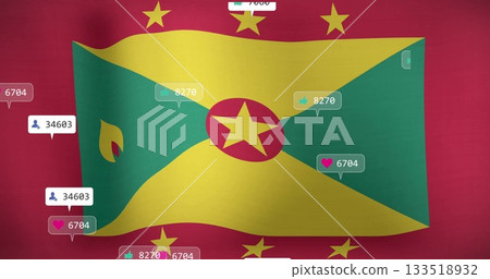 Showing Dominica flag filling screen on red background, with chat bubbles showing engagement counts Showing Dominica flag filling screen on red background, with chat bubbles showing engagement counts 133518932