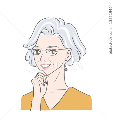 一位有著灰髮的美麗老婦人的插圖素材 一位有著灰髮的美麗老婦人的插圖素材 133519494