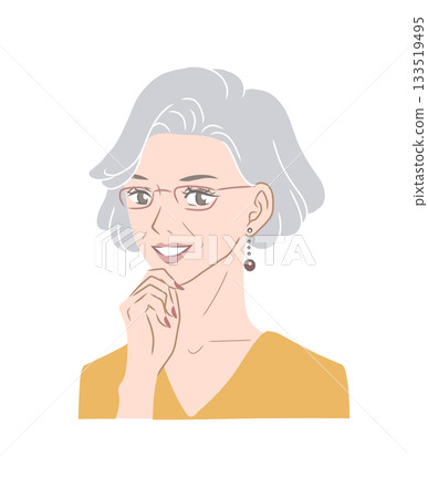 一位美麗、頭髮花白的老婦人的彩色插圖 一位美麗、頭髮花白的老婦人的彩色插圖 133519495