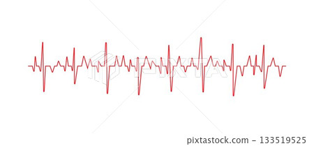 Red Electrocardiogram ECG Heartbeat Waveform Red Electrocardiogram ECG Heartbeat Waveform 133519525