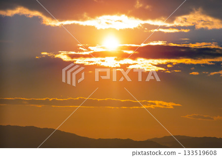 Mountain range and morning sun 133519608