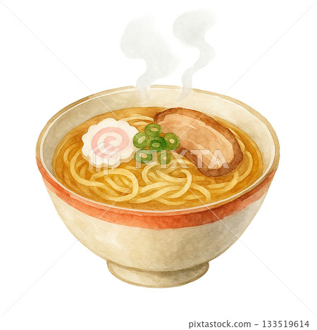 Steaming ramen noodles painted in watercolor 133519614