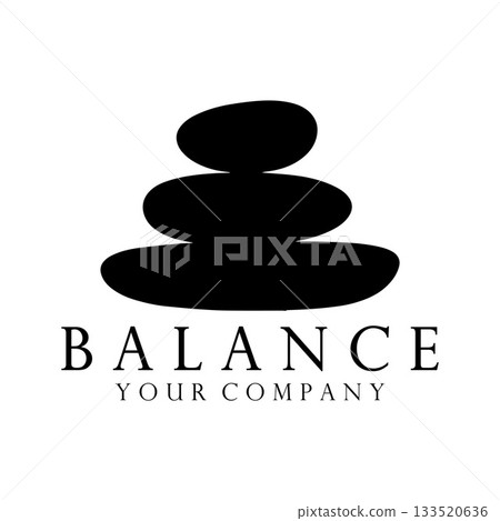 Contemporary Balanced Stone Symbol Crafted With Gentle Minimal Vector Curves Contemporary Balanced Stone Symbol Crafted With Gentle Minimal Vector Curves 133520636