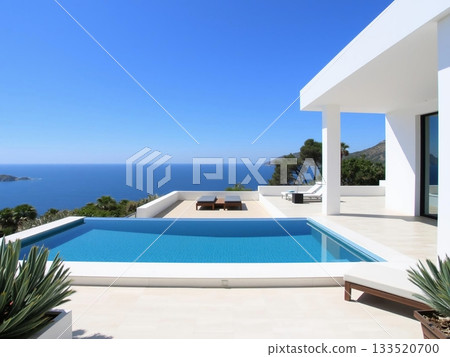 Mediterranean Villa Infinity Pool Coastal Paradise View 133520700