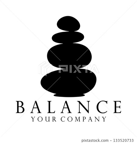 Strong Black Silhouette Stone Formation Conveying Peaceful Stability And Balance Strong Black Silhouette Stone Formation Conveying Peaceful Stability And Balance 133520733