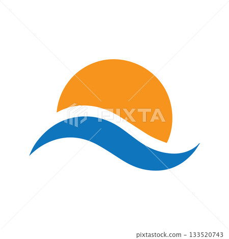 Abstract Modular Wave And Semi-Sun Logo In Modern Constructive Style 133520743