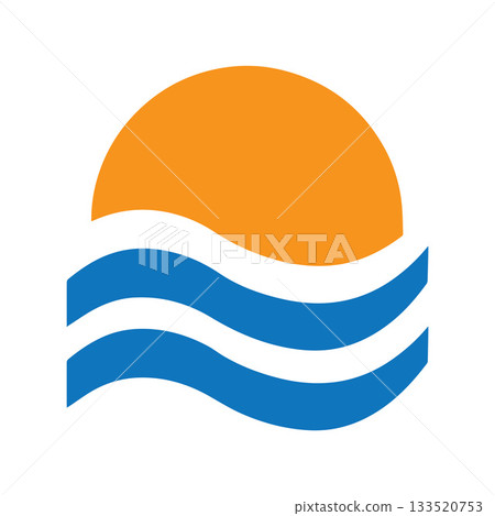 Graceful Minimal Wave Pair With Decorative Dotted Sun Symbol Design Graceful Minimal Wave Pair With Decorative Dotted Sun Symbol Design 133520753