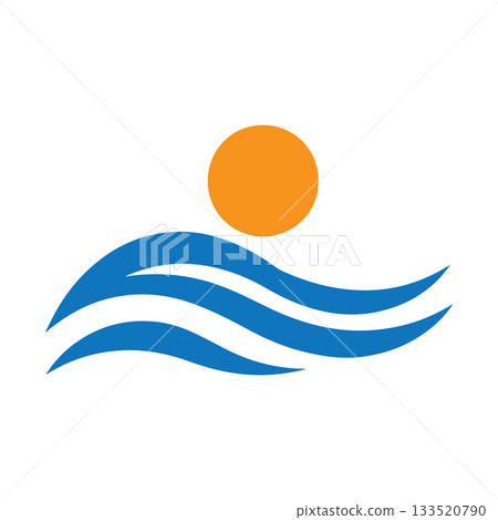 Energetic Sharp Contour Wave And Sun Logo With High Visual Impact 133520790