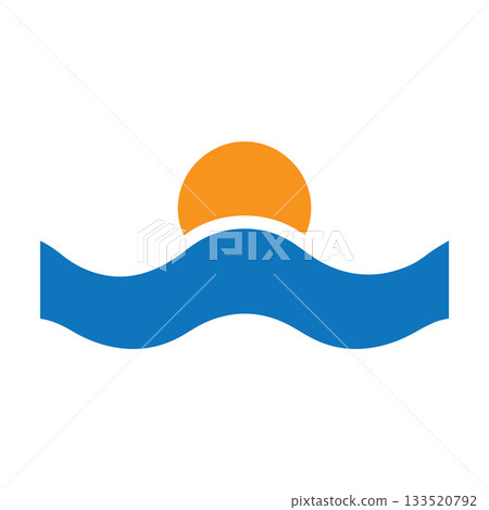 Bold Angular Lightning-Shaped Wave Beneath A Compact Half-Sun Symbol 133520792