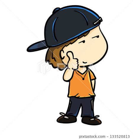 Street boy gives a thumbs-up with smile cartoon illustration 133520813