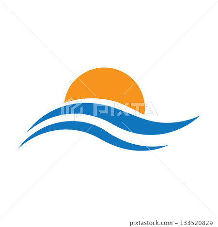 Heavy Bold Minimalist Wave-And-Sun Logo With Strong Geometric Weight Heavy Bold Minimalist Wave-And-Sun Logo With Strong Geometric Weight 133520829