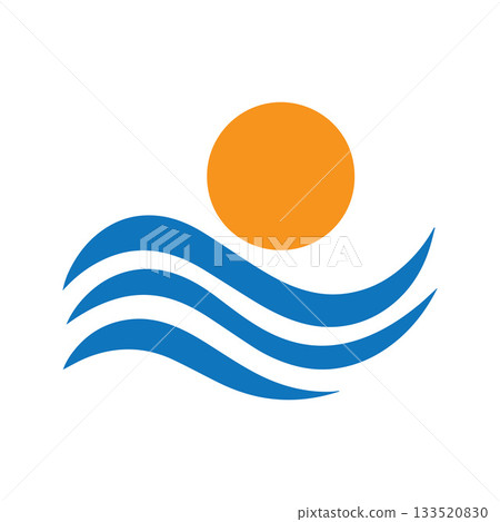 Thick Semi-Circle Wave Base Supporting A Small Centered Sunrise Emblem 133520830