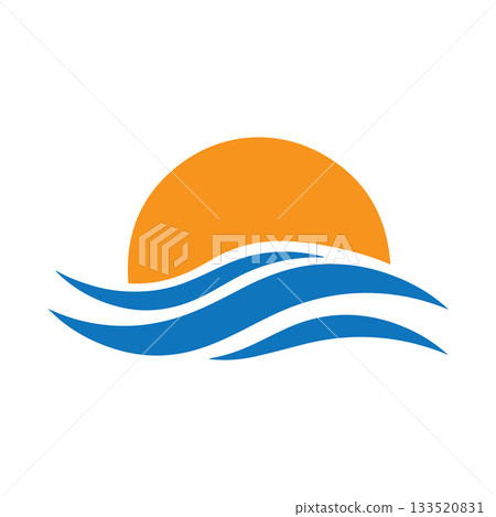 Edgy Modern Sharp-Style Wave And Sun Logo Using Clean Angular Geometry Edgy Modern Sharp-Style Wave And Sun Logo Using Clean Angular Geometry 133520831