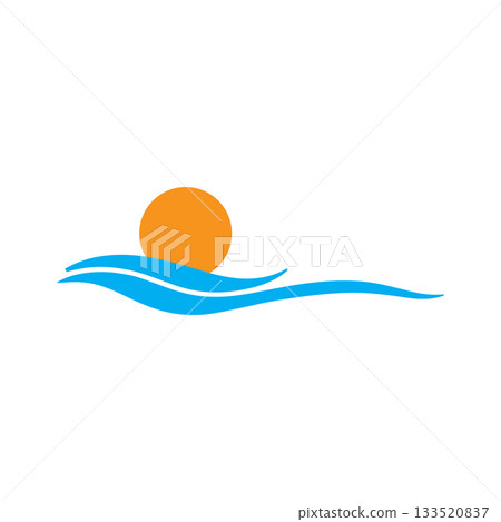 Modern Abstract Wave And Radiant Sun Emblem Designed In Simplicity 133520837