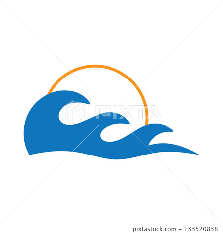 Minimalist Water Wave and Sunrise Logo Featuring Clean Curved Geometry Minimalist Water Wave and Sunrise Logo Featuring Clean Curved Geometry 133520838