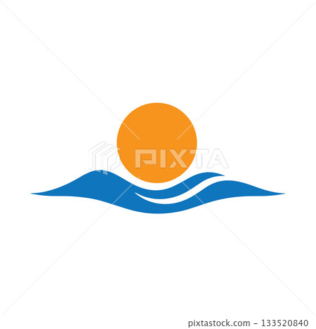 Abstract Ocean Wave And Rising Sun Logo With Strong Contrast Abstract Ocean Wave And Rising Sun Logo With Strong Contrast 133520840