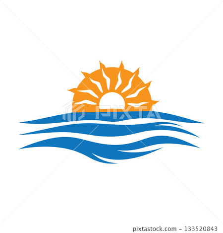 High-Tech Inspired Abstract Wave And Sun Symbol With Sharp Geometry 133520843