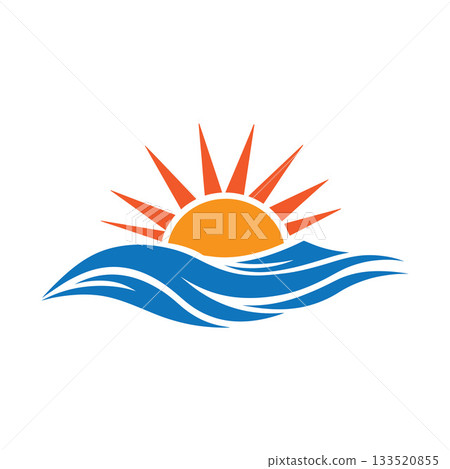 Peaceful Minimal Sunrise Above Smooth Flowing Wave In Monochrome Style Peaceful Minimal Sunrise Above Smooth Flowing Wave In Monochrome Style 133520855