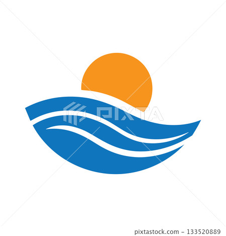 Smooth Continuous Wave Beneath A Perfect Round Sun Minimalist Logo Smooth Continuous Wave Beneath A Perfect Round Sun Minimalist Logo 133520889
