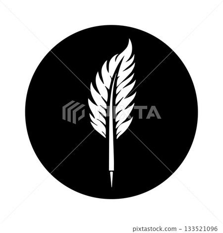 Symmetrical Double Feather Quill Logo Showing Balanced Creativity and Harmonious Expression 133521096