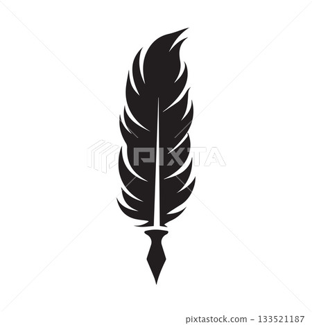 Circle Enclosed Quill Pen Logo Showing Unity Continuity and Classic Writing Values 133521187