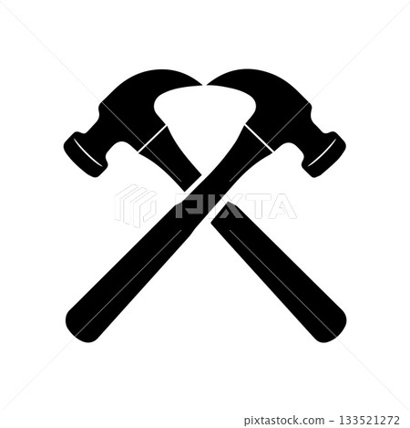 Negative Space Star Crossed Hammer Logo Showing Excellence Achievement and Strength Negative Space Star Crossed Hammer Logo Showing Excellence Achievement and Strength 133521272