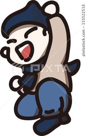 Illustration of a child pumping his fist in blue 133522518
