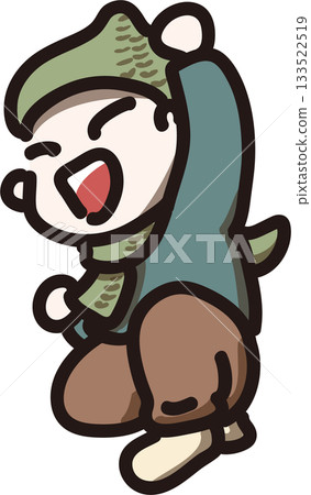 深色版兒童揮舞拳頭的插圖 133522519