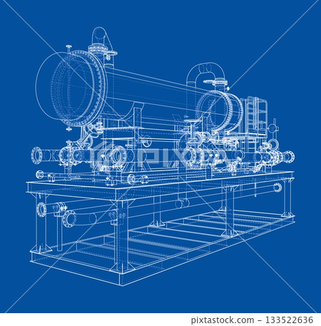 Industrial Machine Blueprint. Vector 133522636