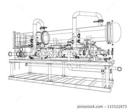 Industrial Machinery Blueprint. Vector Industrial Machinery Blueprint. Vector 133522673