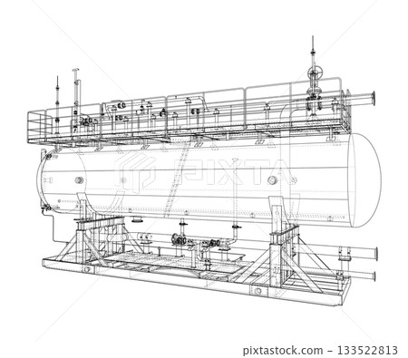 Industrial Tank Blueprint. Vector Industrial Tank Blueprint. Vector 133522813