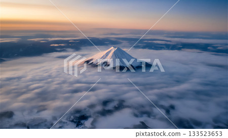 美麗的山景漂浮在雲海之中 133523653
